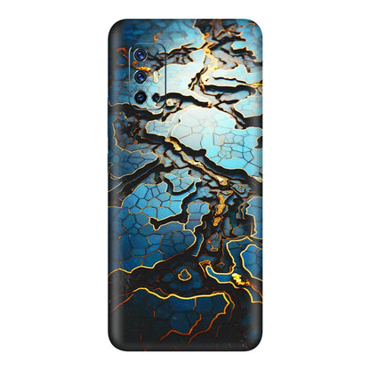 VIVO Z/V/X/T/U/S Series Phone Skins (All Models) - Blue Gold Abstract - 3D Embossed Finish (L-11) Vivo V17