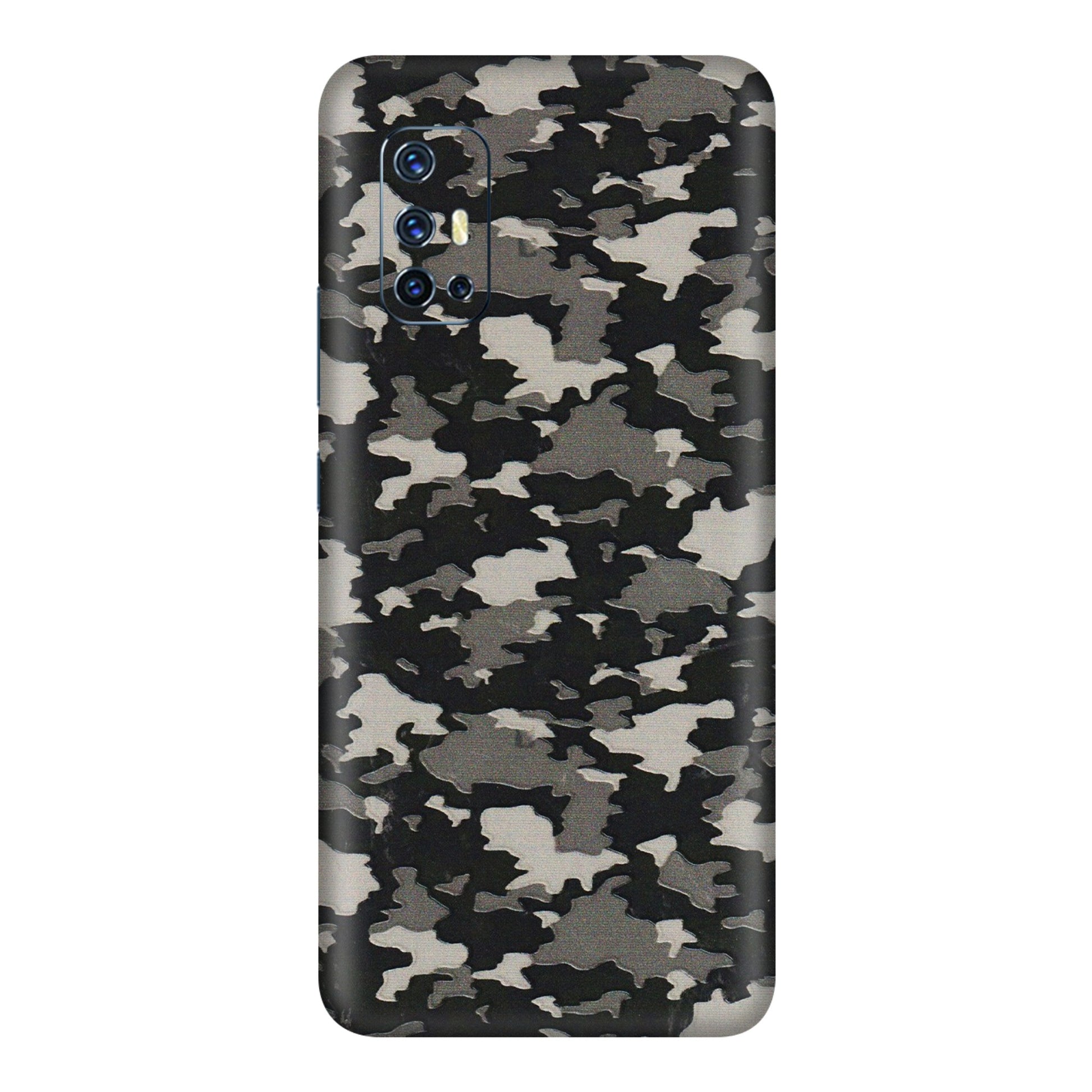 VIVO Z/V/X/T/U/S Series Phone Skins (All Models) - Black/Grey Camoflaunge - 3D Embossed Finish (L-142) Vivo V17