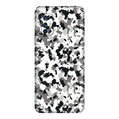 VIVO Z/V/X/T/U/S Series Phone Skins (All Models) - White Black Camouflage - 3D Embossed Finish (L-18) Vivo V17