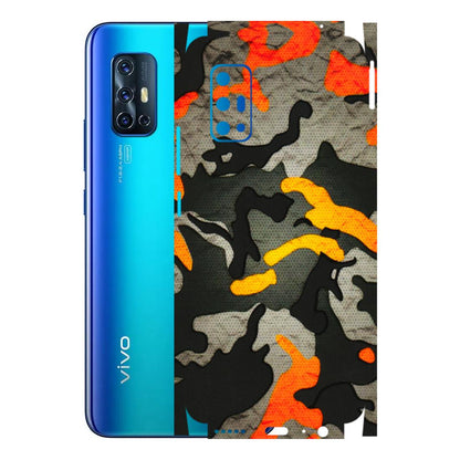 VIVO Z/V/X/T/U/S Series Phone Skins (All Models) - Orange Camouflage - 3D Embossed Finish (L-204) Vivo V17