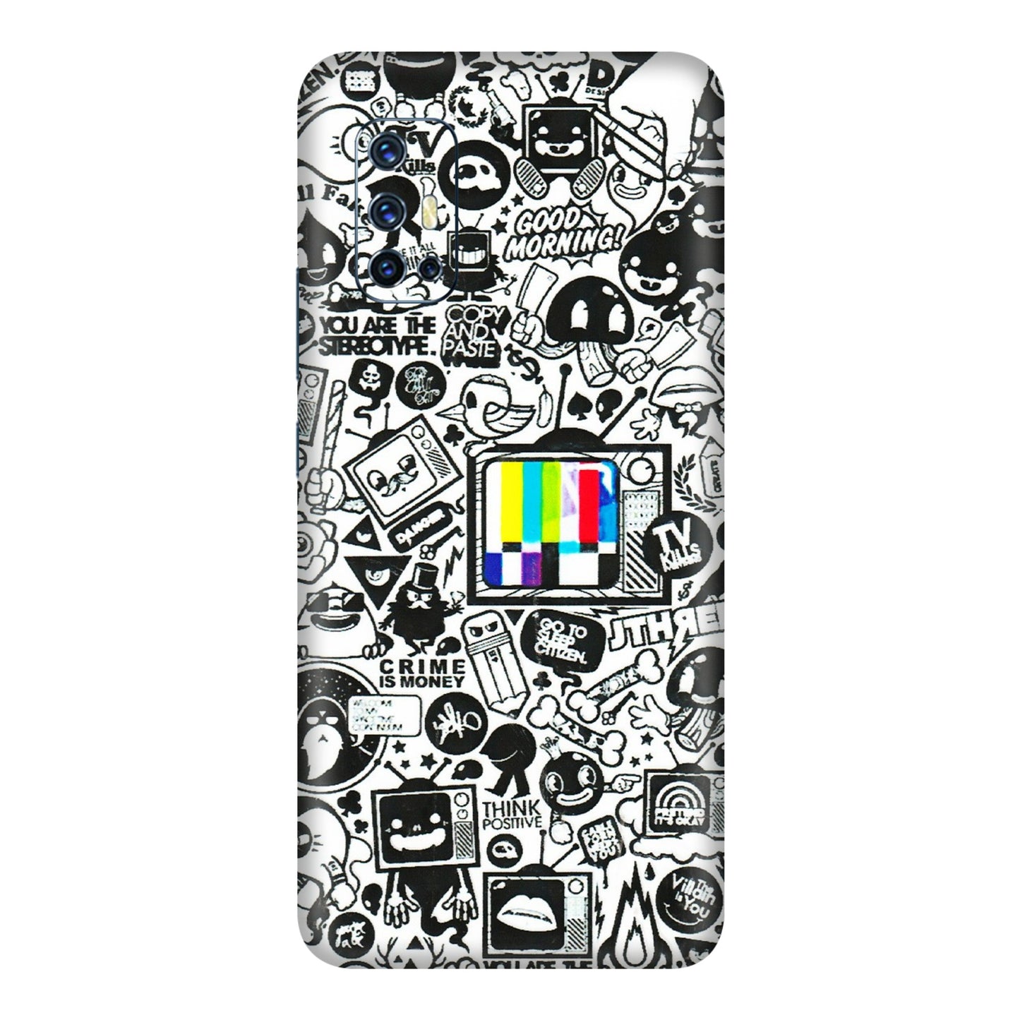 VIVO Z/V/X/T/U/S Series Phone Skins (All Models) - Doodles Positive Art - 3D Embossed Finish (L-263) Vivo V17
