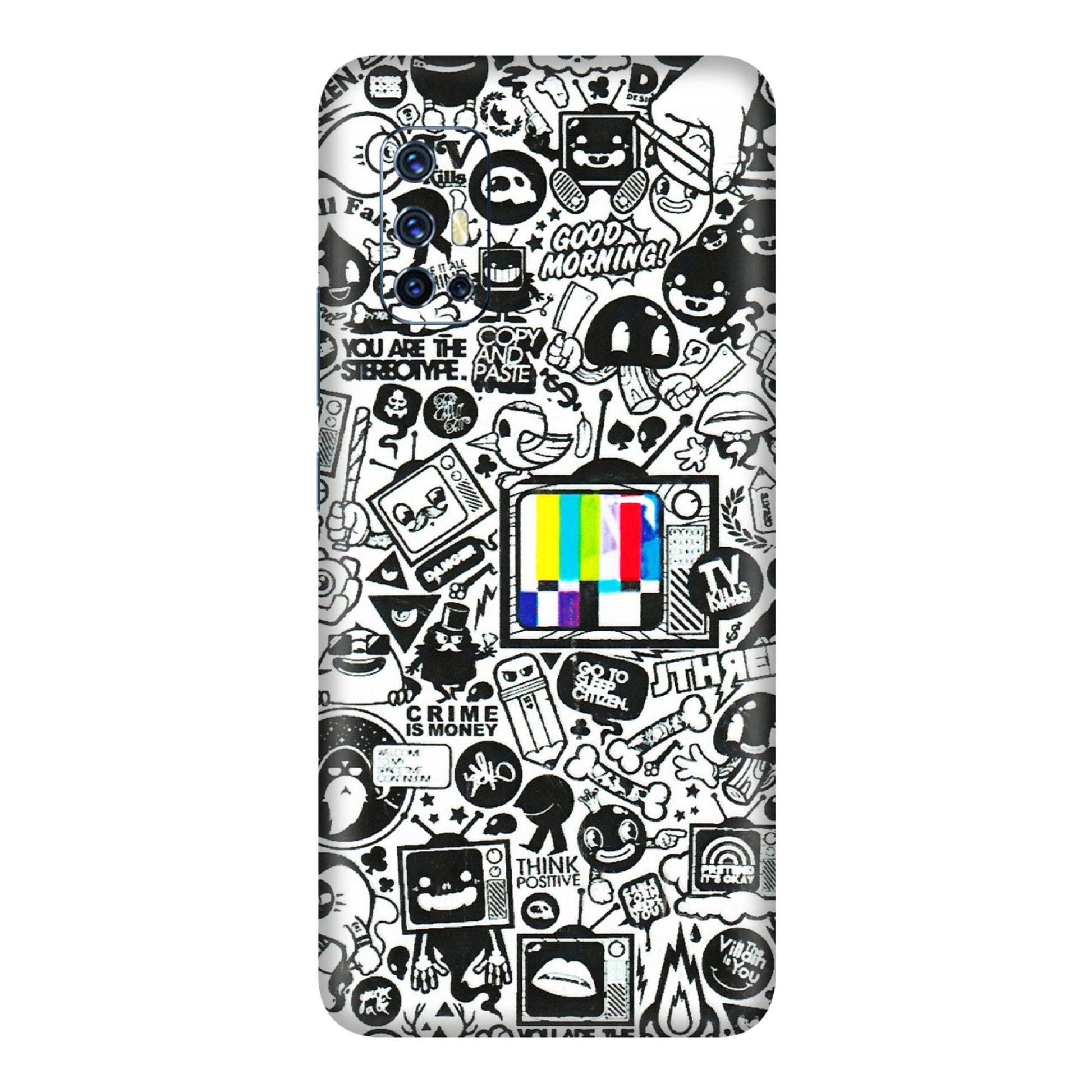VIVO Z/V/X/T/U/S Series Phone Skins (All Models) - Doodles Positive Art - 3D Embossed Finish (L-263) Vivo V17