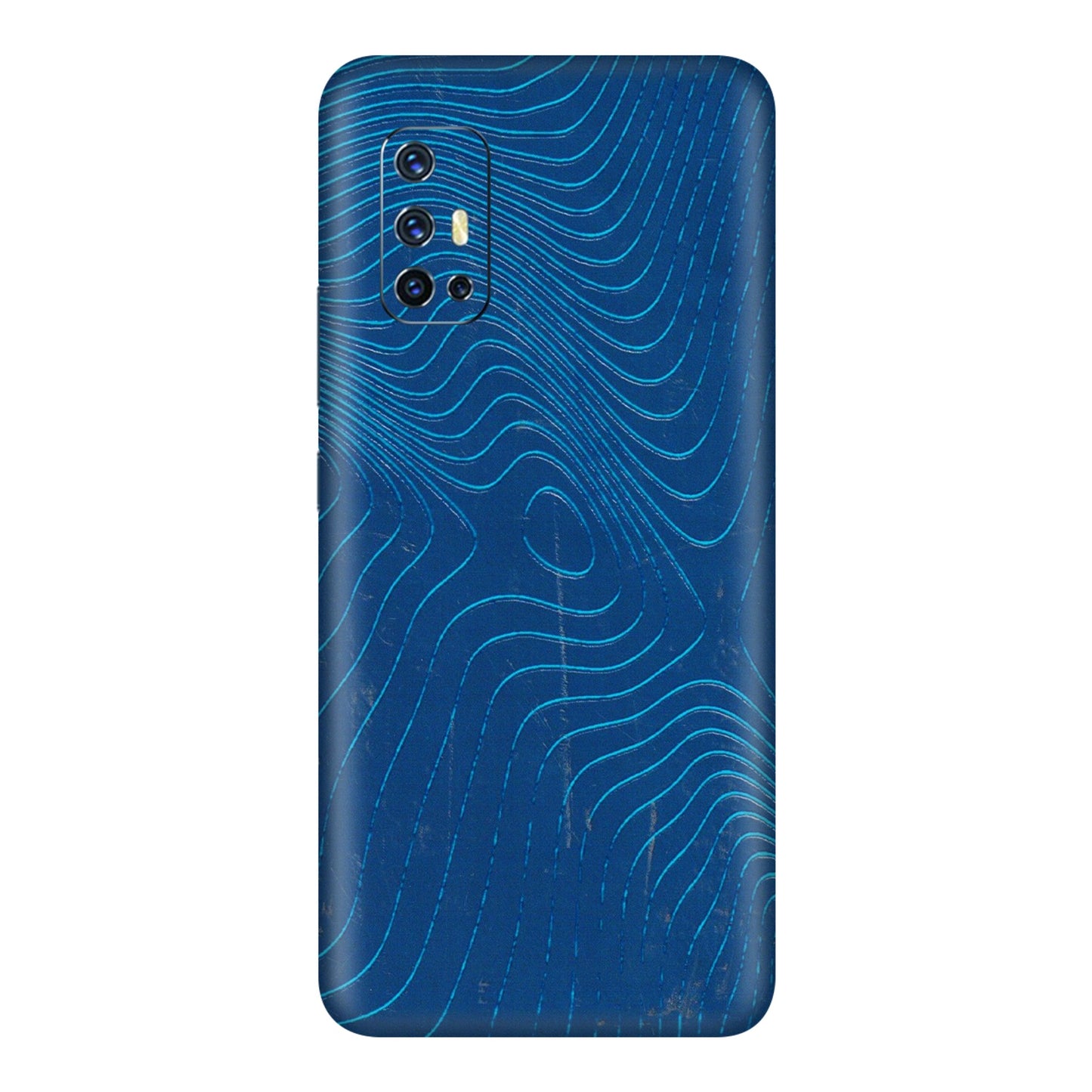 VIVO Z/V/X/T/U/S Series Phone Skins (All Models) - Abstract Blue Line Map - 3D Embossed Finish (L-272) Vivo V17