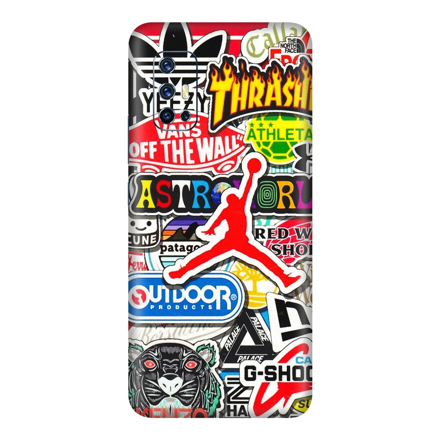 VIVO Z/V/X/T/U/S Series Phone Skins (All Models) - Multi Brands Sticker Graffiti - 3D Embossed Finish (L-37) Vivo V17