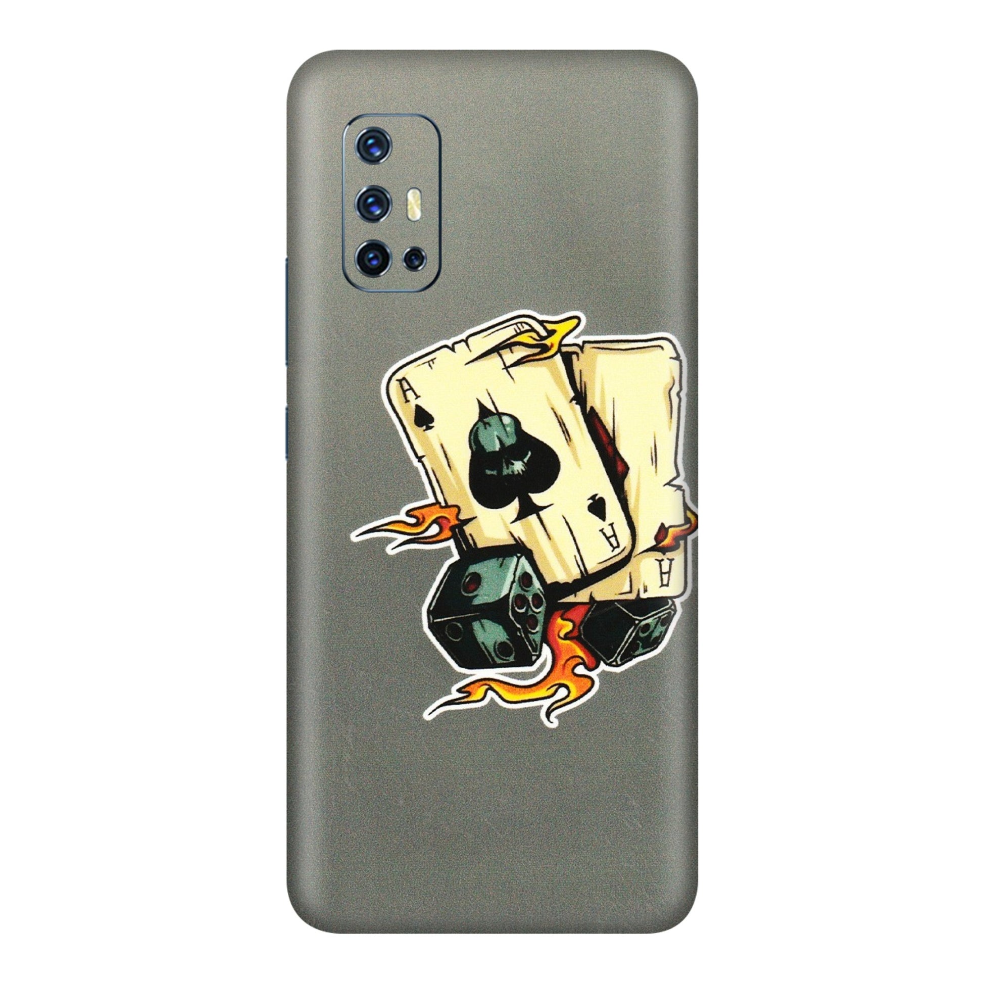 VIVO Z/V/X/T/U/S Series Phone Skins (All Models) - Grey Cards Of Ace - 3D Embossed Finish (L-77) Vivo V17