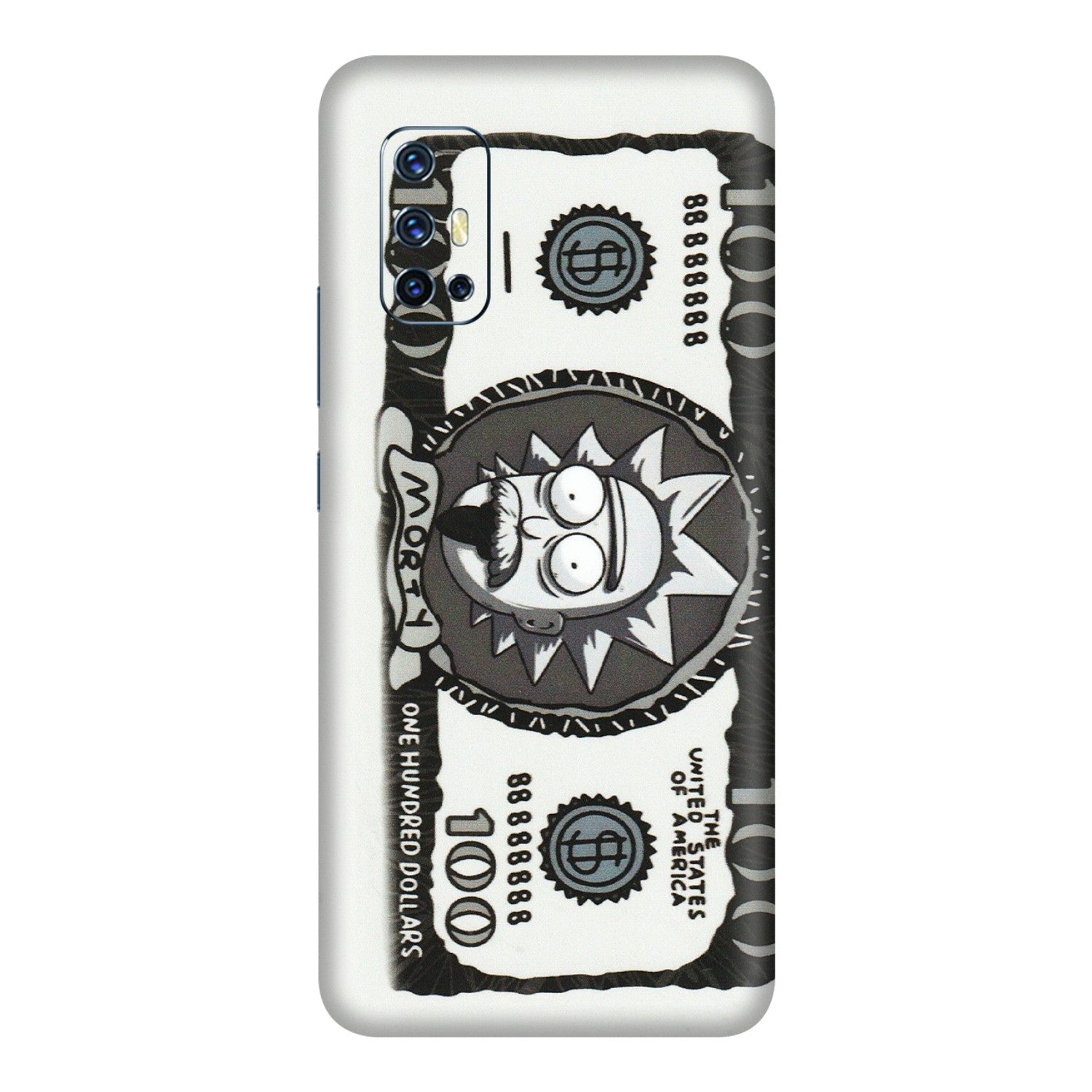 VIVO Z/V/X/T/U/S Series Phone Skins (All Models) - Rick And Morty Hundred Dollar Anime - Matte Finish (M-161) Vivo V17