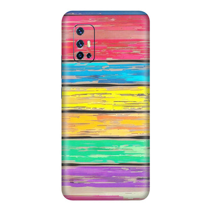 VIVO Z/V/X/T/U/S Series Phone Skins (All Models) - Multi Colour Wooden Wall - Matte Finish (M-96) Vivo V17