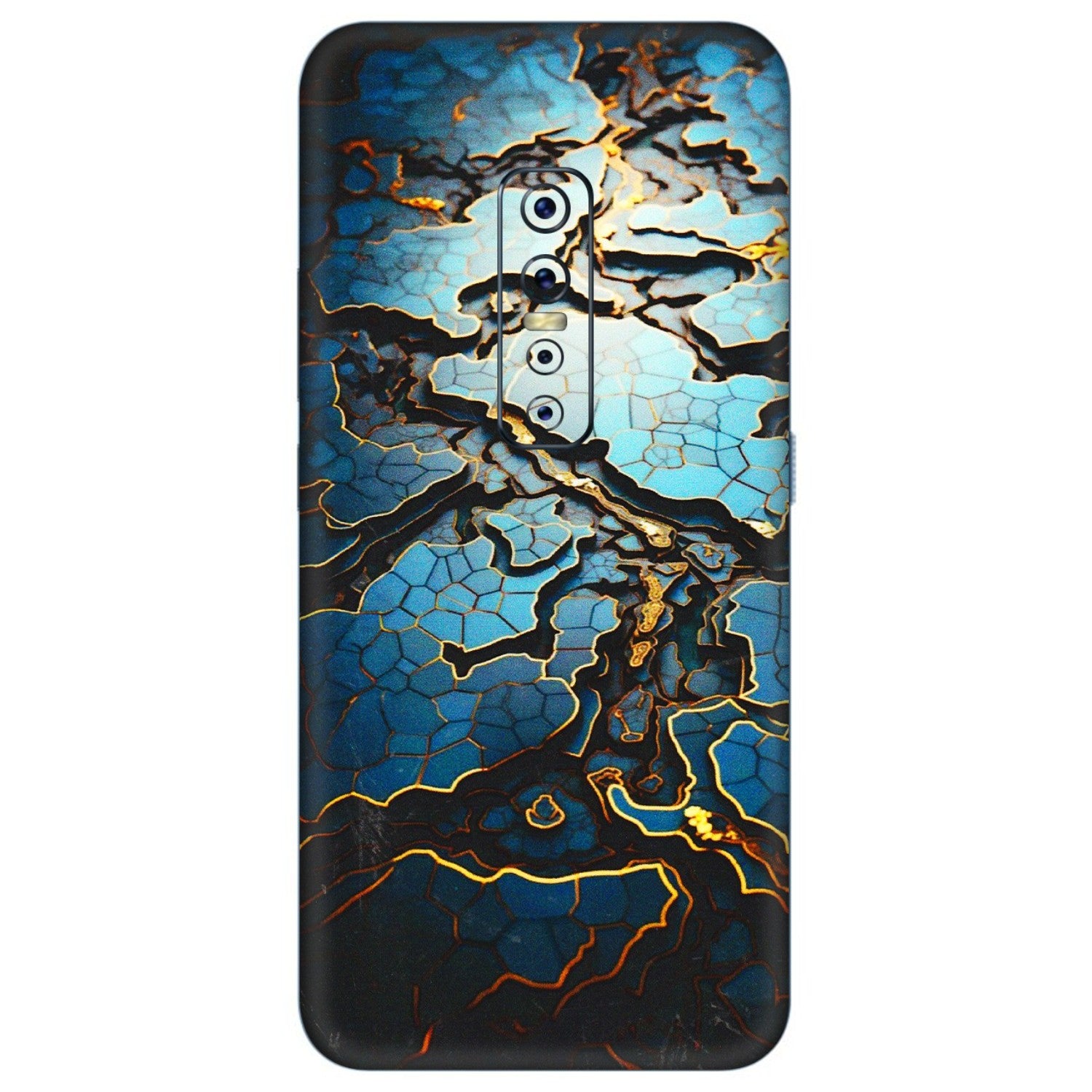 VIVO Z/V/X/T/U/S Series Phone Skins (All Models) - Blue Gold Abstract - 3D Embossed Finish (L-11) Vivo V17 Pro