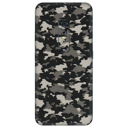VIVO Z/V/X/T/U/S Series Phone Skins (All Models) - Black/Grey Camoflaunge - 3D Embossed Finish (L-142) Vivo V17 Pro