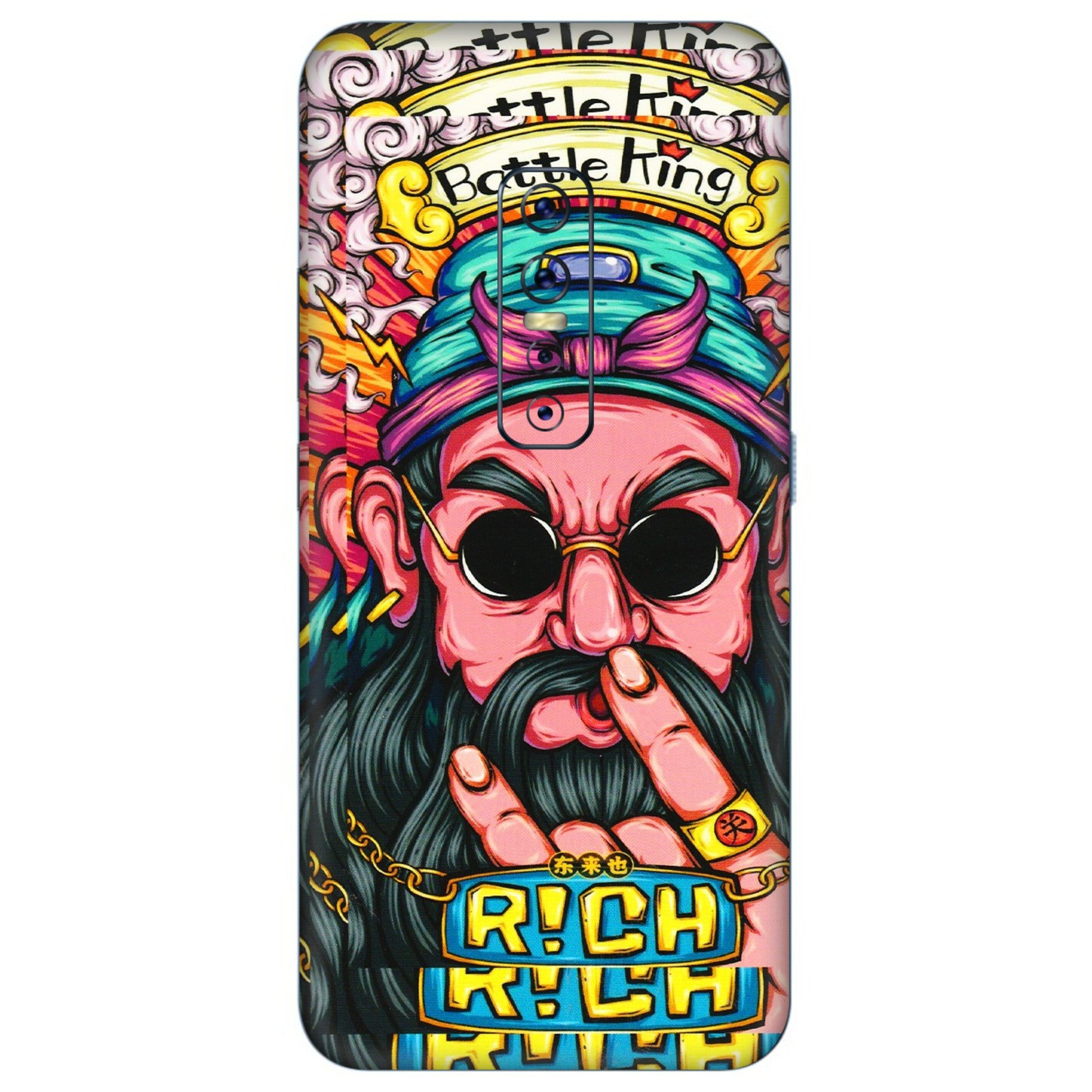 VIVO Z/V/X/T/U/S Series Phone Skins (All Models) - Battle King Dude Face - 3D Embossed Finish (L-178) Vivo V17 Pro