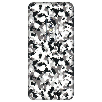 VIVO Z/V/X/T/U/S Series Phone Skins (All Models) - White Black Camouflage - 3D Embossed Finish (L-18) Vivo V17 Pro