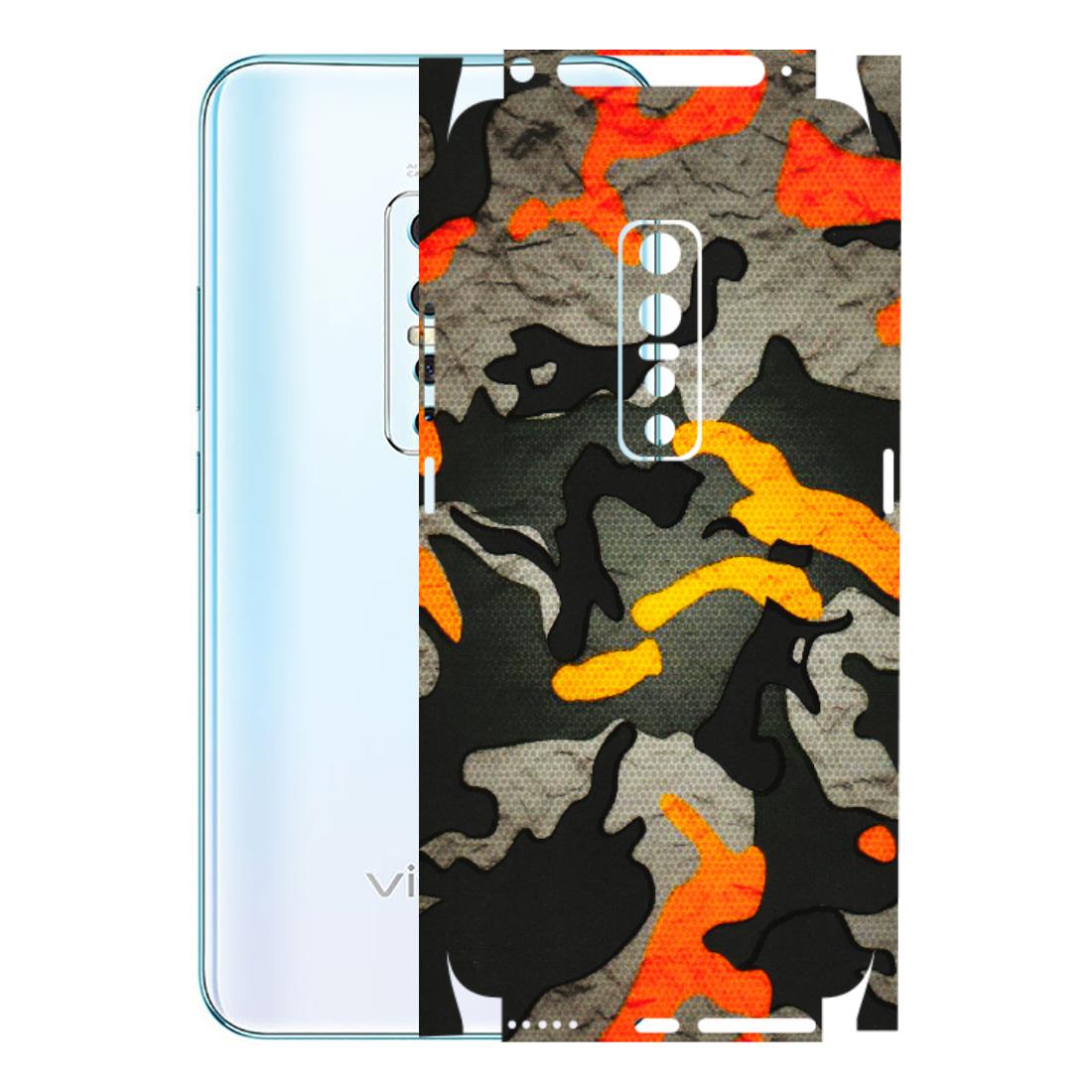VIVO Z/V/X/T/U/S Series Phone Skins (All Models) - Orange Camouflage - 3D Embossed Finish (L-204) Vivo V17 Pro