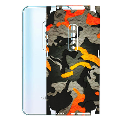 VIVO Z/V/X/T/U/S Series Phone Skins (All Models) - Orange Camouflage - 3D Embossed Finish (L-204) Vivo V17 Pro