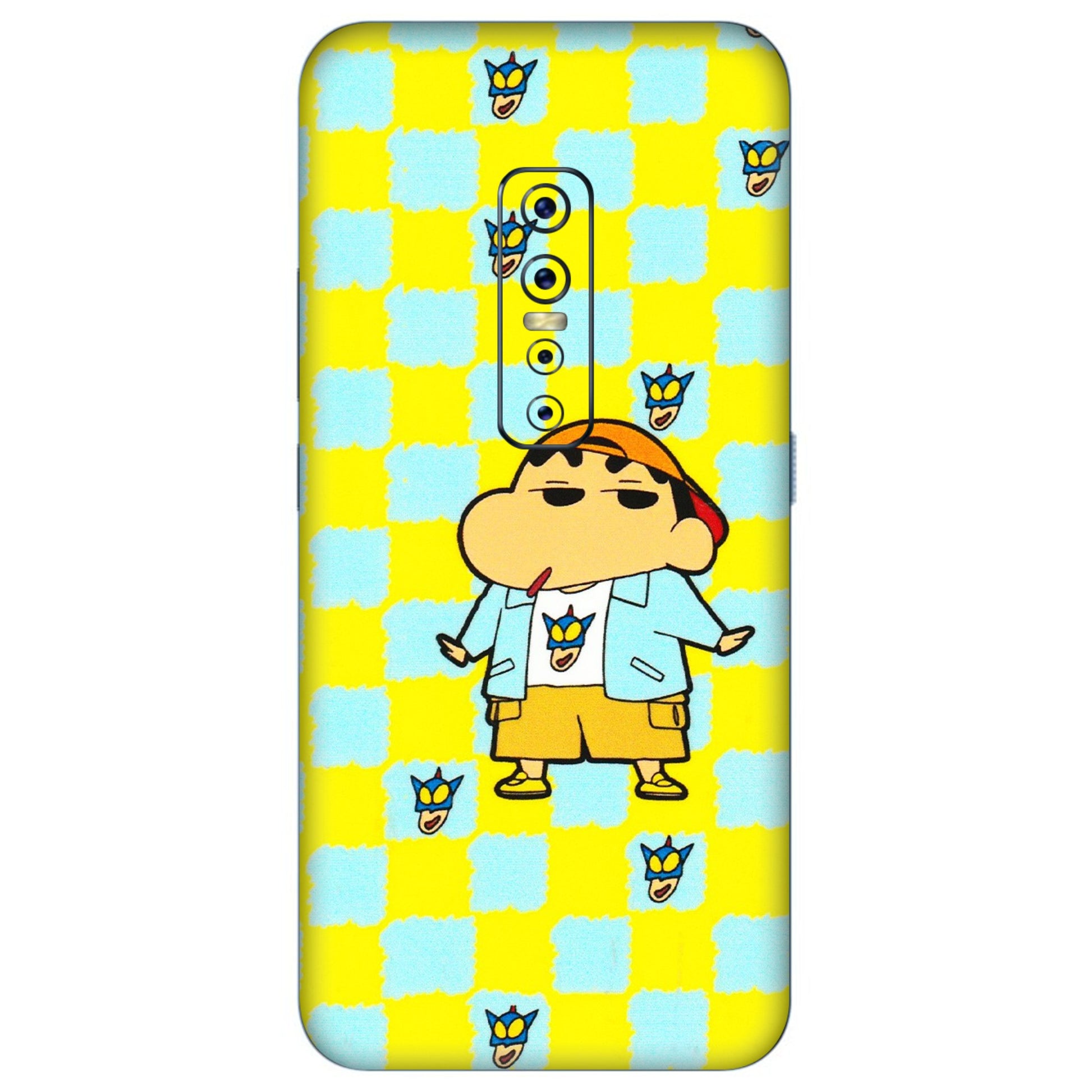 VIVO Z/V/X/T/U/S Series Phone Skins (All Models) - Yellow Blue Shinchan Cute - 3D Embossed Finish (L-221) Vivo V17 Pro