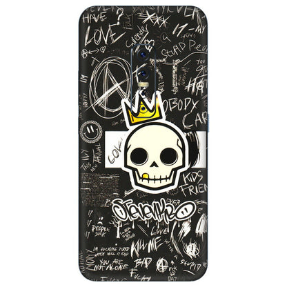 VIVO Z/V/X/T/U/S Series Phone Skins (All Models) - Funny Skull Black Chalk Grafitti - 3D Embossed Finish (L-22) Vivo V17 Pro