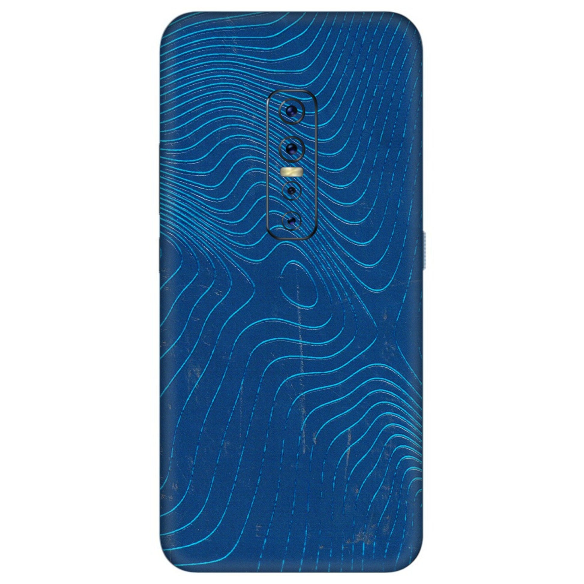 VIVO Z/V/X/T/U/S Series Phone Skins (All Models) - Abstract Blue Line Map - 3D Embossed Finish (L-272) Vivo V17 Pro