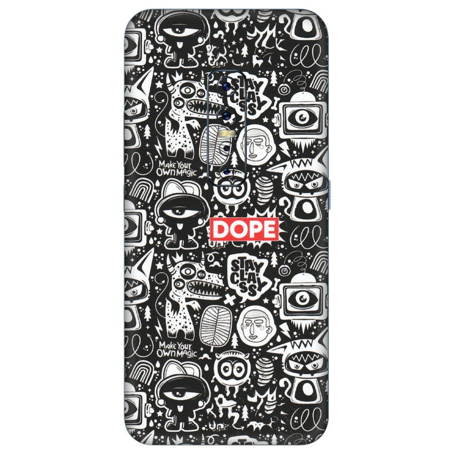 VIVO Z/V/X/T/U/S Series Phone Skins (All Models) - Dope Stay Classy Black Doodles - Matte Finish (M-126) Vivo V17 Pro