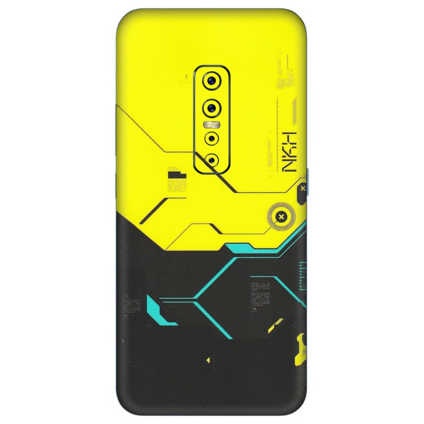VIVO Z/V/X/T/U/S Series Phone Skins (All Models) - Black Yellow Technica - Matte Finish (M-53) Vivo V17 Pro
