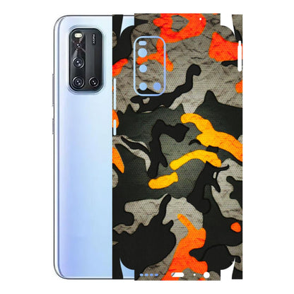 VIVO Z/V/X/T/U/S Series Phone Skins (All Models) - Orange Camouflage - 3D Embossed Finish (L-204) Vivo V19
