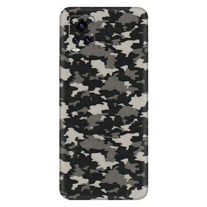 VIVO Z/V/X/T/U/S Series Phone Skins (All Models) - Black/Grey Camoflaunge - 3D Embossed Finish (L-142) Vivo V20