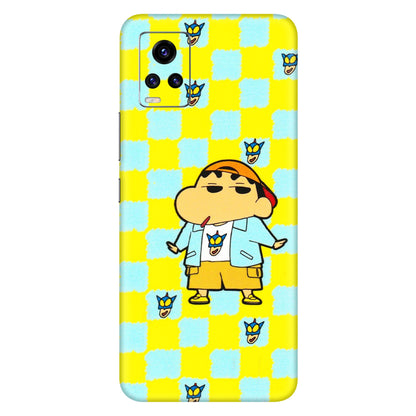 VIVO Z/V/X/T/U/S Series Phone Skins (All Models) - Yellow Blue Shinchan Cute - 3D Embossed Finish (L-221) Vivo V20