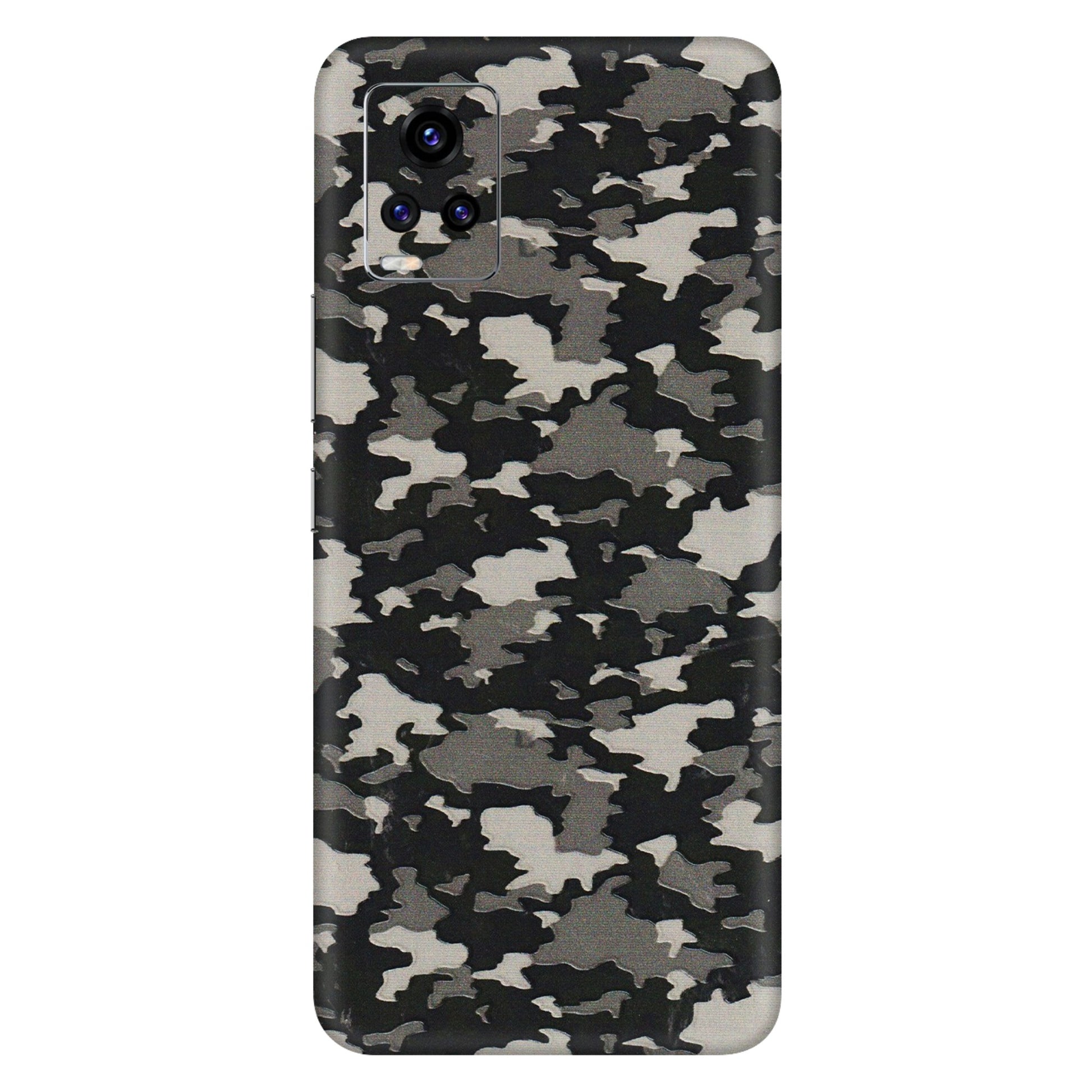 VIVO Z/V/X/T/U/S Series Phone Skins (All Models) - Black/Grey Camoflaunge - 3D Embossed Finish (L-142) Vivo V20 Pro