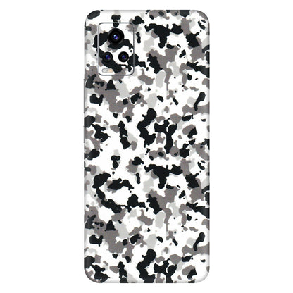VIVO Z/V/X/T/U/S Series Phone Skins (All Models) - White Black Camouflage - 3D Embossed Finish (L-18) Vivo V20 Pro