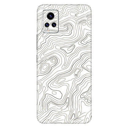 VIVO Z/V/X/T/U/S Series Phone Skins (All Models) - White Black Swirls - 3D Embossed Finish (L-219) Vivo V20 Pro
