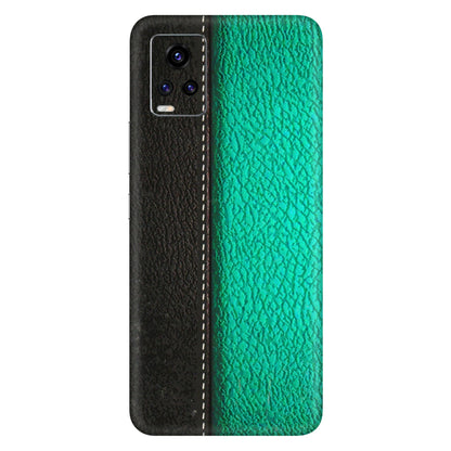 VIVO Z/V/X/T/U/S Series Phone Skins (All Models) - Black Green Dual Leather Stich - 3D Embossed Finish (L-233) Vivo V20 Pro