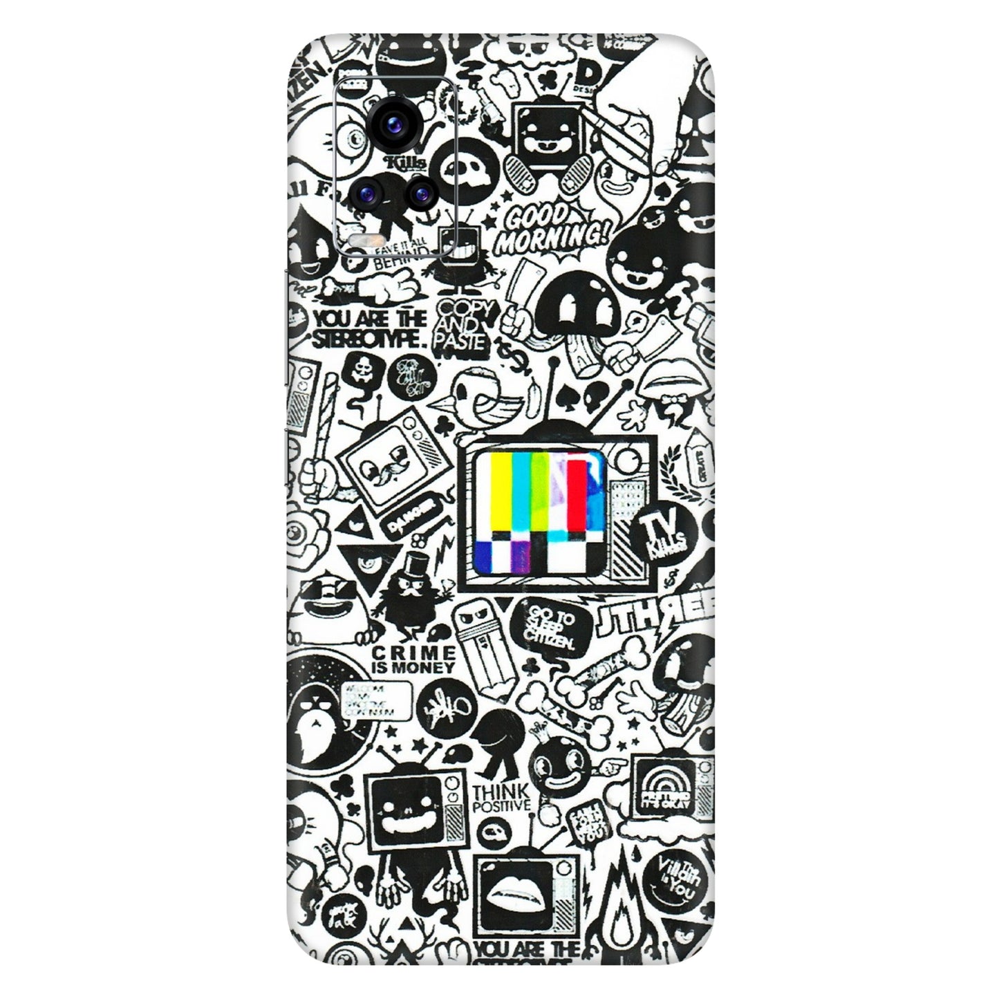 VIVO Z/V/X/T/U/S Series Phone Skins (All Models) - Doodles Positive Art - 3D Embossed Finish (L-263) Vivo V20 Pro