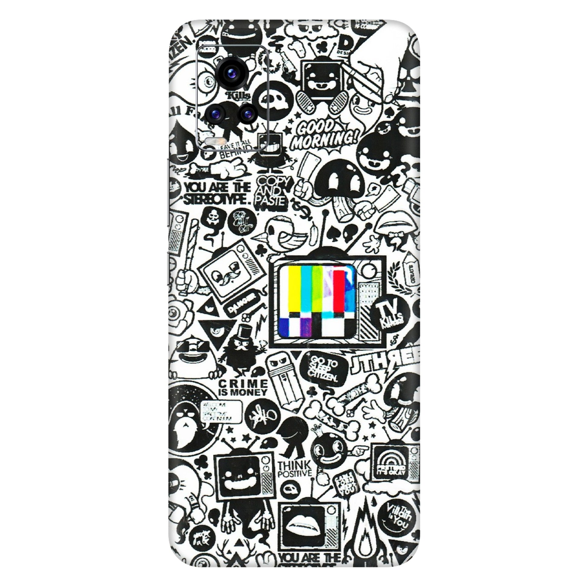 VIVO Z/V/X/T/U/S Series Phone Skins (All Models) - Doodles Positive Art - 3D Embossed Finish (L-263) Vivo V20 Pro