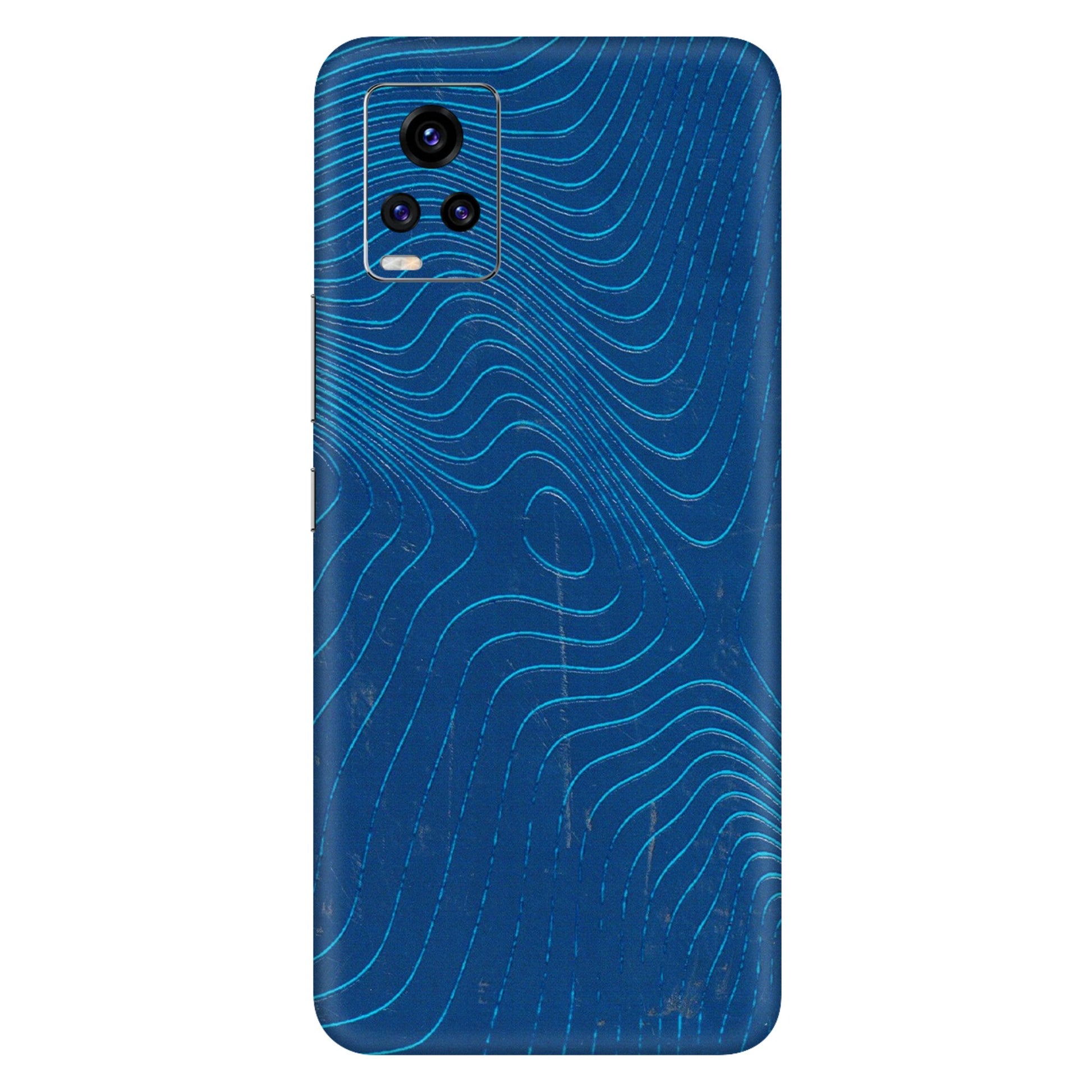 VIVO Z/V/X/T/U/S Series Phone Skins (All Models) - Abstract Blue Line Map - 3D Embossed Finish (L-272) Vivo V20 Pro