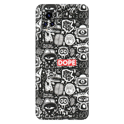 VIVO Z/V/X/T/U/S Series Phone Skins (All Models) - Dope Stay Classy Black Doodles - Matte Finish (M-126) Vivo V20 Pro