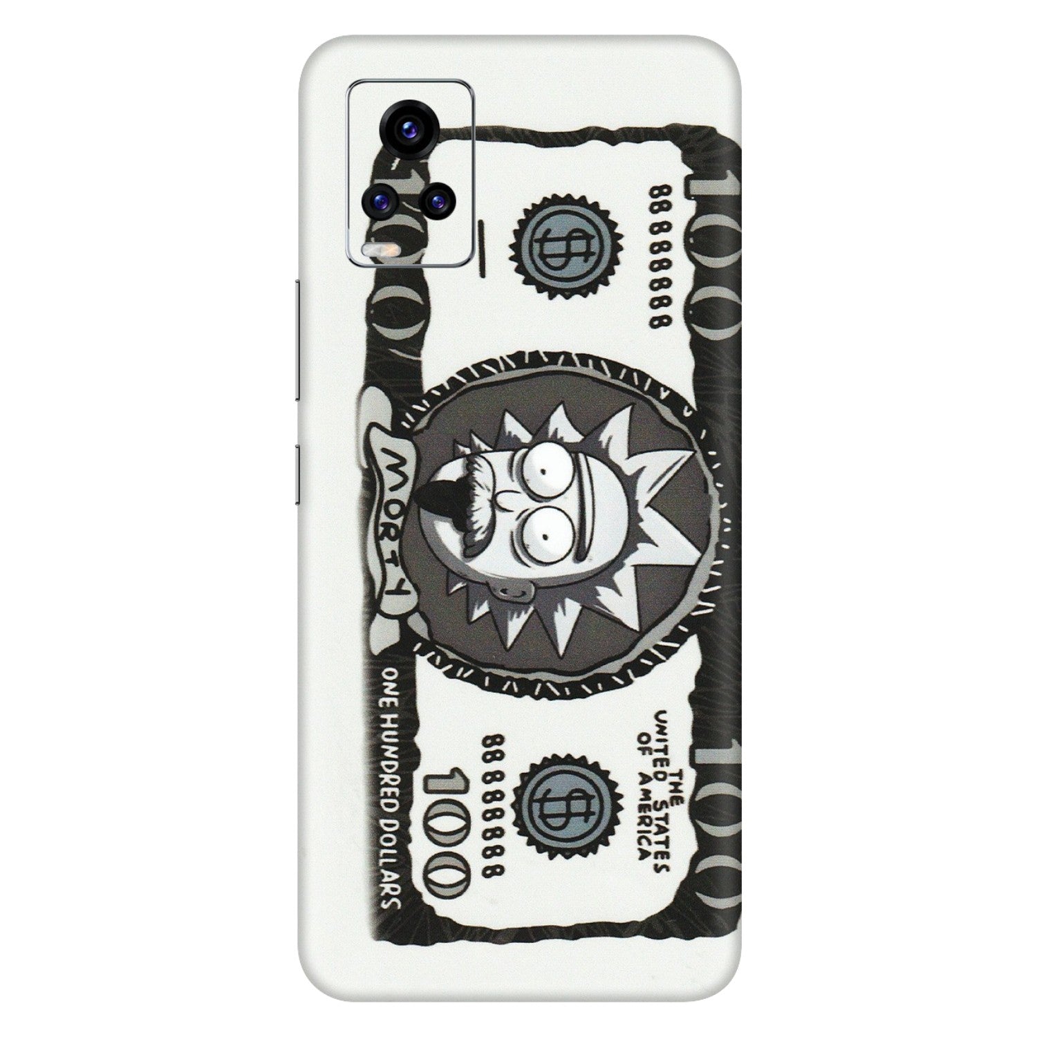 VIVO Z/V/X/T/U/S Series Phone Skins (All Models) - Rick And Morty Hundred Dollar Anime - Matte Finish (M-161) Vivo V20 Pro