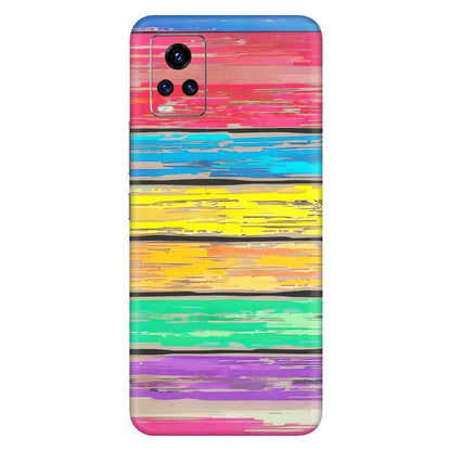 VIVO Z/V/X/T/U/S Series Phone Skins (All Models) - Multi Colour Wooden Wall - Matte Finish (M-96) Vivo V20 Pro