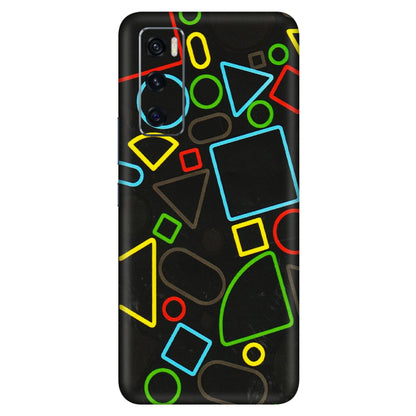 VIVO Z/V/X/T/U/S Series Phone Skins (All Models) - Black Shapes - 3D Embossed Finish (L-131) Vivo V20 SE