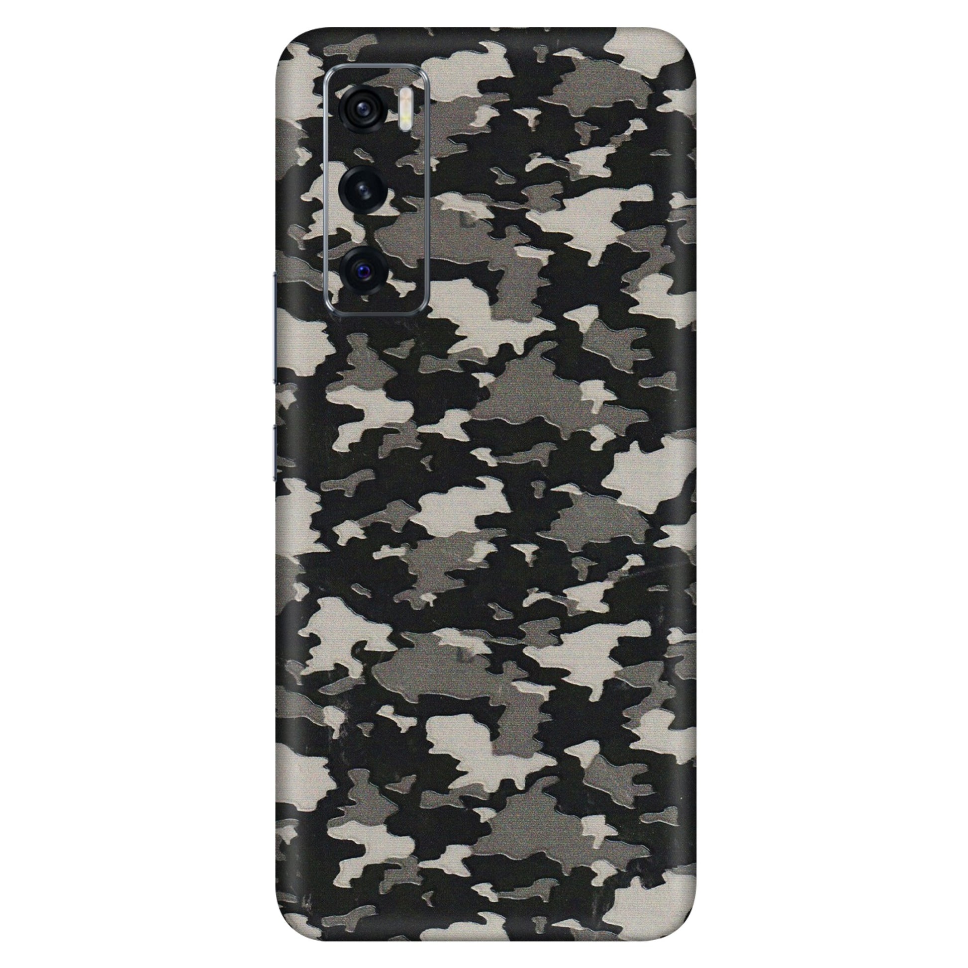 VIVO Z/V/X/T/U/S Series Phone Skins (All Models) - Black/Grey Camoflaunge - 3D Embossed Finish (L-142) Vivo V20 SE