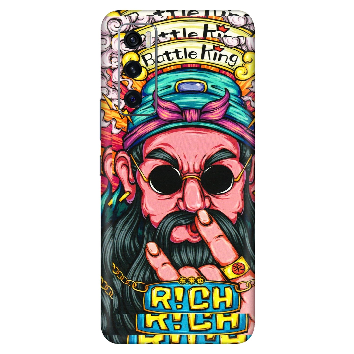VIVO Z/V/X/T/U/S Series Phone Skins (All Models) - Battle King Dude Face - 3D Embossed Finish (L-178) Vivo V20 SE