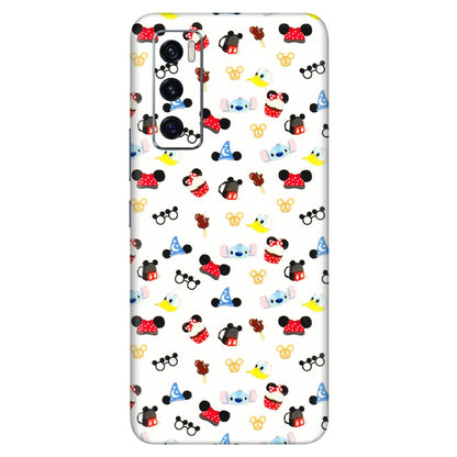 VIVO Z/V/X/T/U/S Series Phone Skins (All Models) - Minnie Mouse & Donald Doodles s - 3D Embossed Finish (L-194) Vivo V20 SE