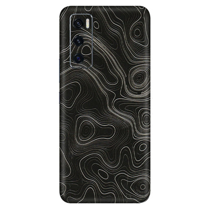 VIVO Z/V/X/T/U/S Series Phone Skins (All Models) - Black Swirl - 3D Embossed Finish (L-196) Vivo V20 SE