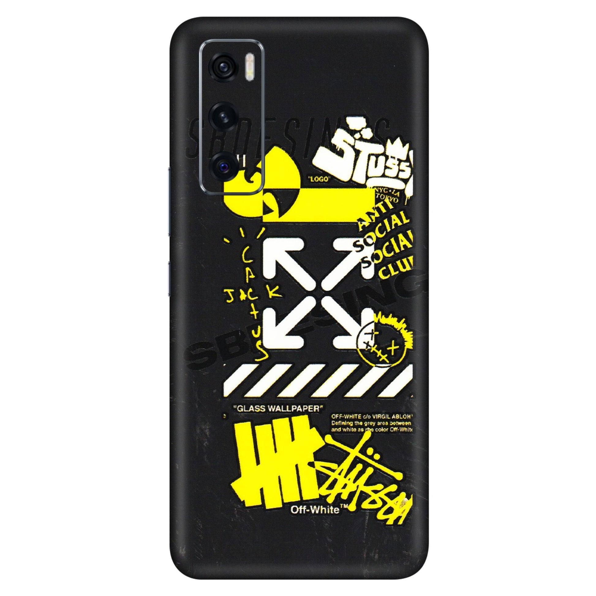 VIVO Z/V/X/T/U/S Series Phone Skins (All Models) - Anti Social Graffiti - 3D Embossed Finish (L-198) Vivo V20 SE