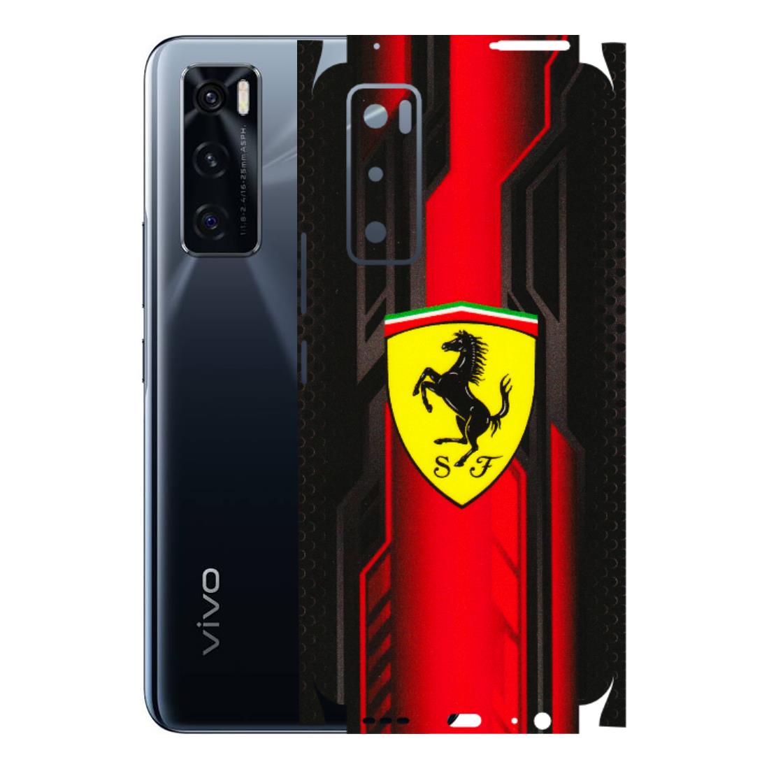 VIVO Z/V/X/T/U/S Series Phone Skins (All Models) - Black Ferrari Logo - 3D Embossed Finish (L-253) Vivo V20 SE