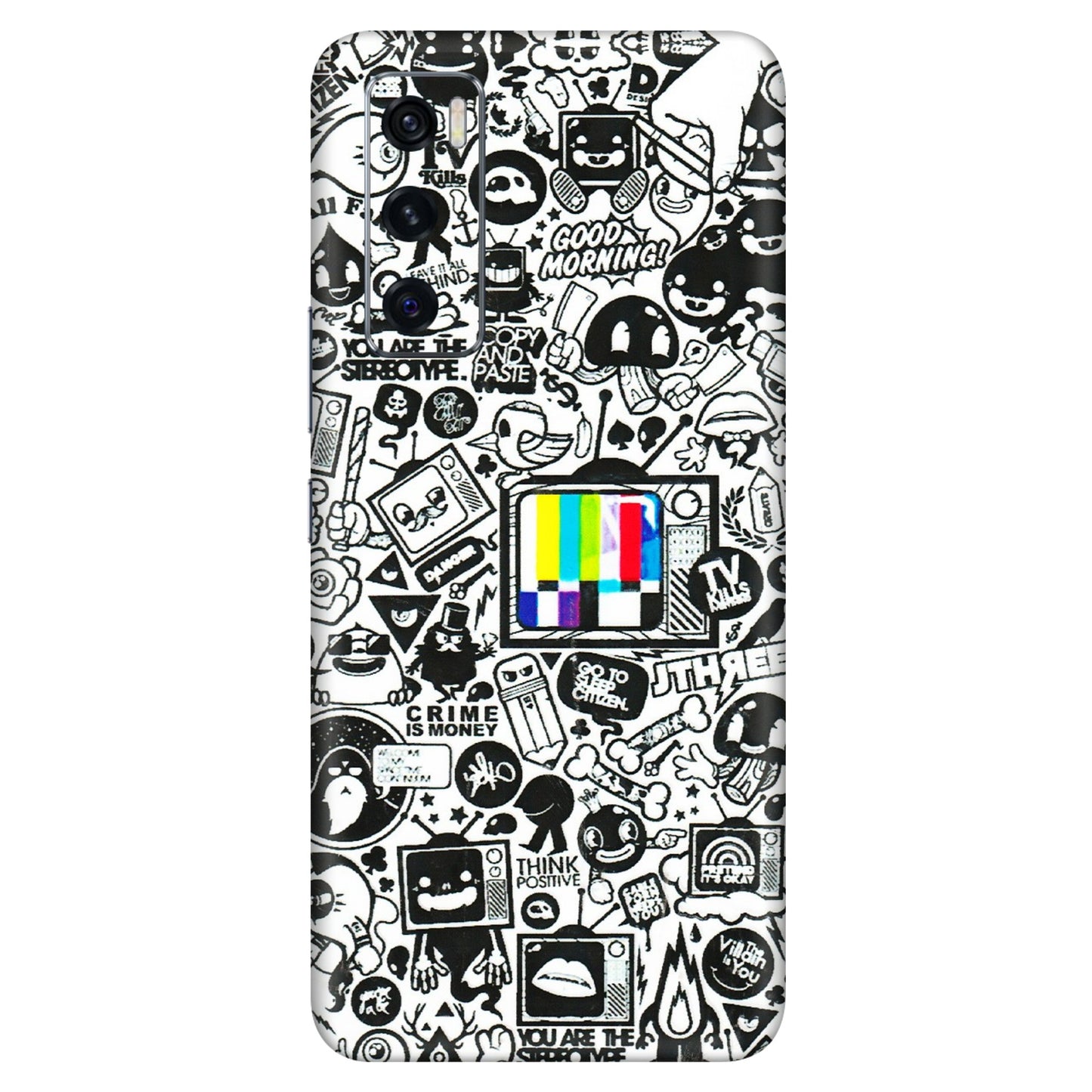 VIVO Z/V/X/T/U/S Series Phone Skins (All Models) - Doodles Positive Art - 3D Embossed Finish (L-263) Vivo V20 SE