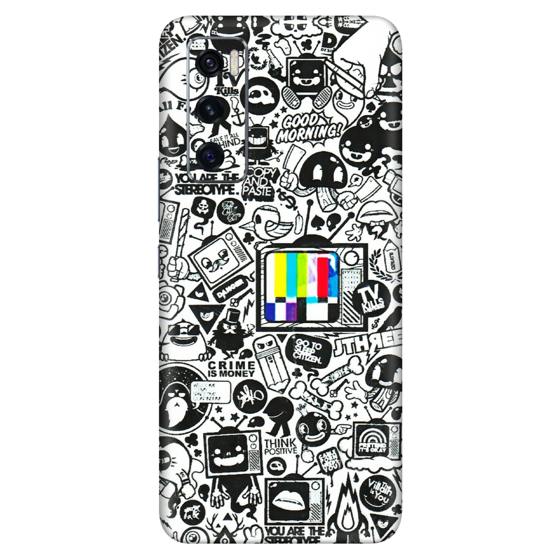 VIVO Z/V/X/T/U/S Series Phone Skins (All Models) - Doodles Positive Art - 3D Embossed Finish (L-263) Vivo V20 SE