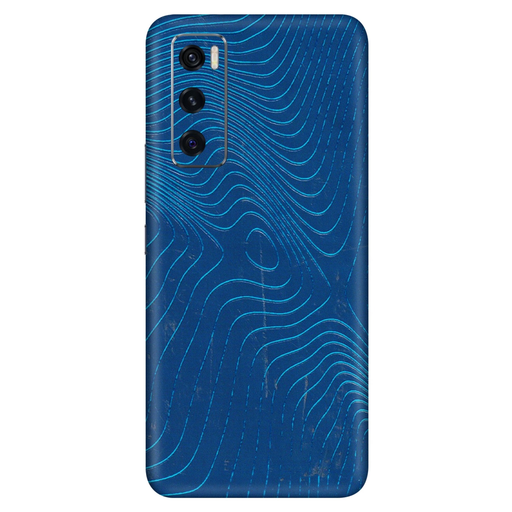 VIVO Z/V/X/T/U/S Series Phone Skins (All Models) - Abstract Blue Line Map - 3D Embossed Finish (L-272) Vivo V20 SE