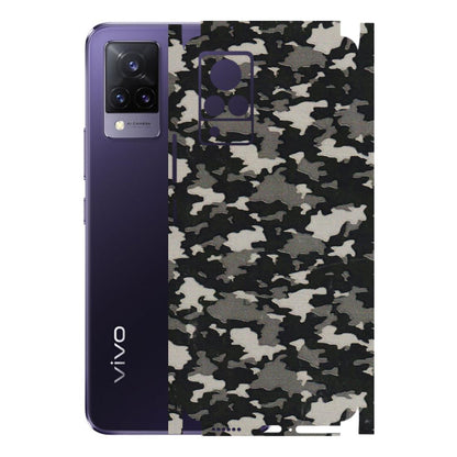 VIVO Z/V/X/T/U/S Series Phone Skins (All Models) - Black/Grey Camoflaunge - 3D Embossed Finish (L-142) Vivo V21 5G