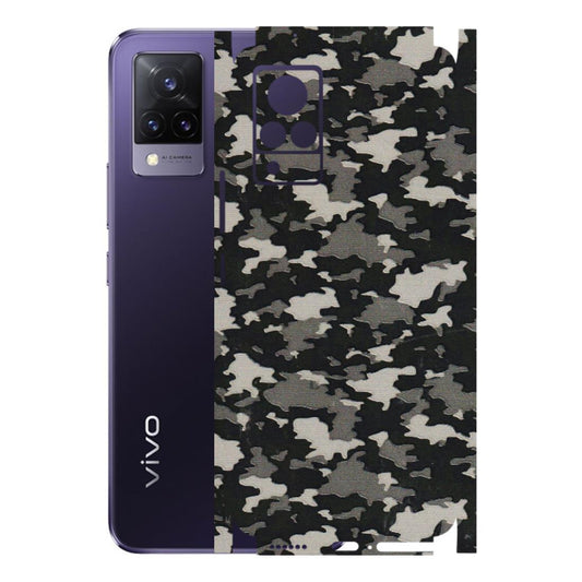 VIVO Z/V/X/T/U/S Series Phone Skins (All Models) - Black/Grey Camoflaunge - 3D Embossed Finish (L-142) Vivo V21 5G