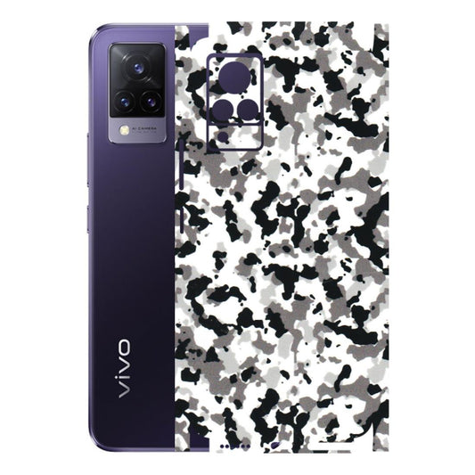 VIVO Z/V/X/T/U/S Series Phone Skins (All Models) - White Black Camouflage - 3D Embossed Finish (L-18) Vivo V21 5G