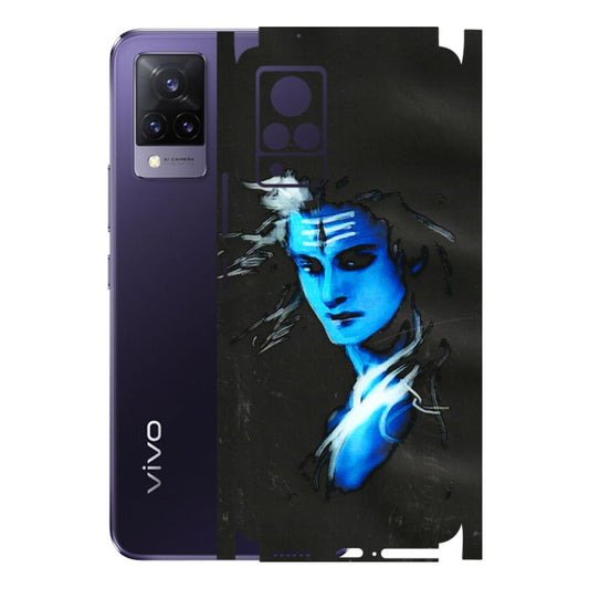 VIVO Z/V/X/T/U/S Series Phone Skins (All Models) - Har Har Mahadev Blue/Black - 3D Embossed Finish (L-185) Vivo V21 5G