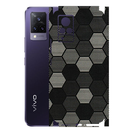 VIVO Z/V/X/T/U/S Series Phone Skins (All Models) - Black & White Dotted Honeycomb Texture - 3D Embossed Finish (L-202) Vivo V21 5G